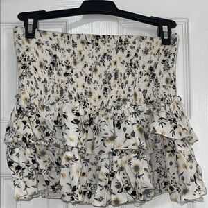 Skylar + Madison Cream Floral Smocked Midi Skirt